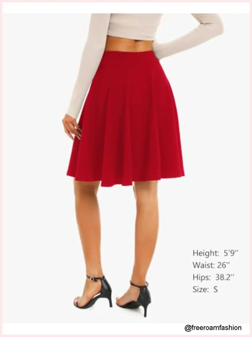 High Waisted Midi Skirt with Pockets Stretchy Flared Pleated Knee Length